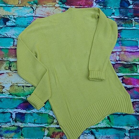 Joe Fresh Women's Sweater Lime Yellow Green Single Cable Tunic size Medium - Picture 5 of 8